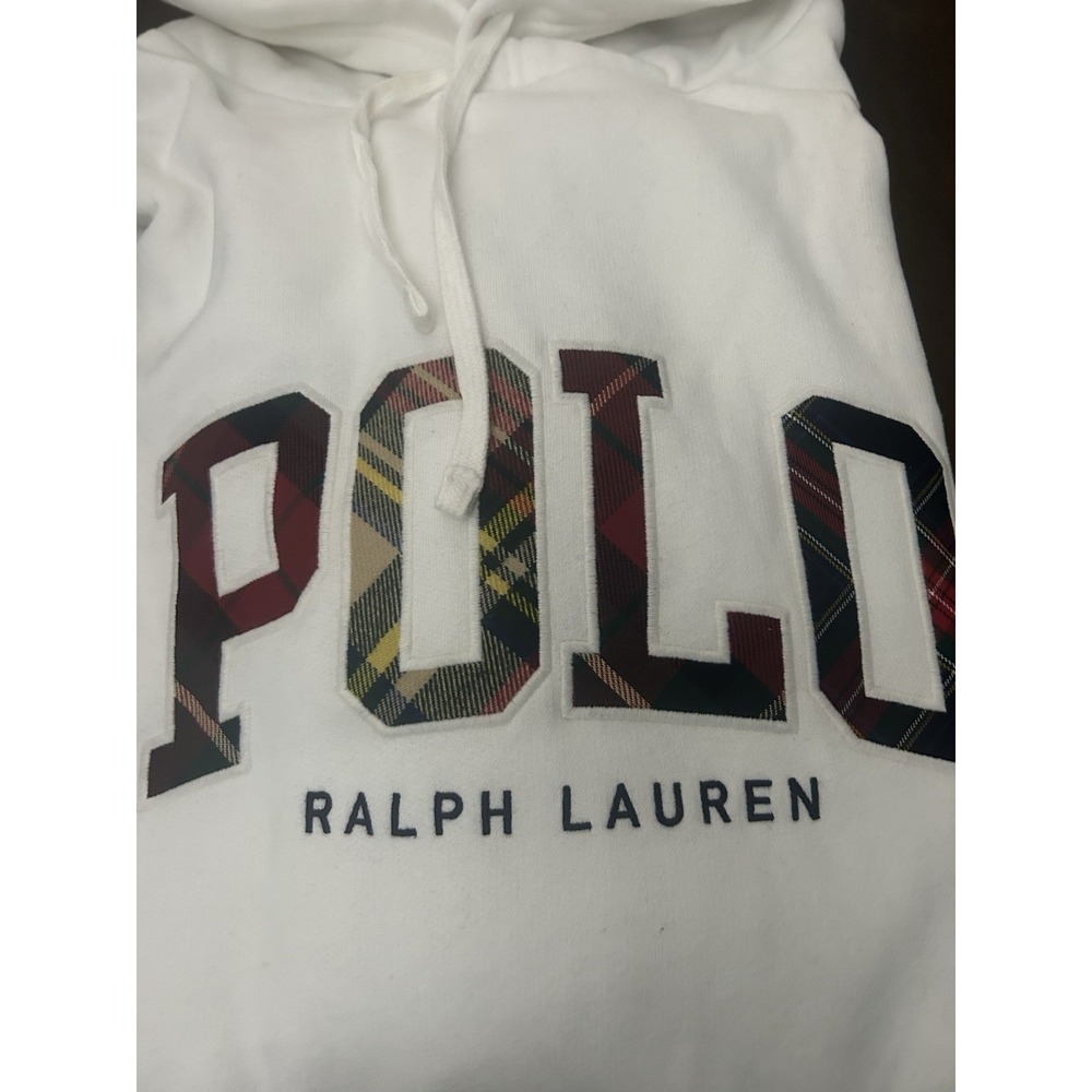 Polo Ralph Lauren Fleece Hoodie 2XB Men's  Logo White Green Plaid Sweat $188